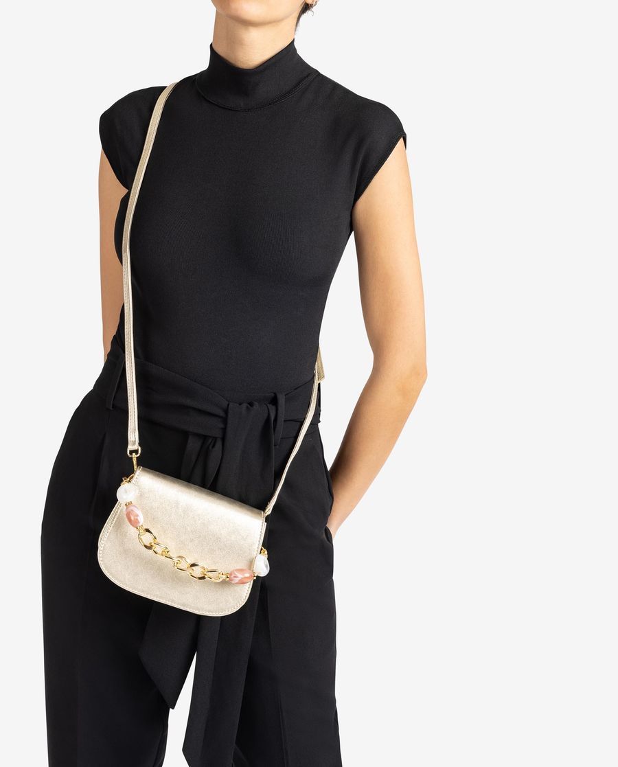 Sac à Main Femme avec Chaîne et Ornements Unisa - Doré