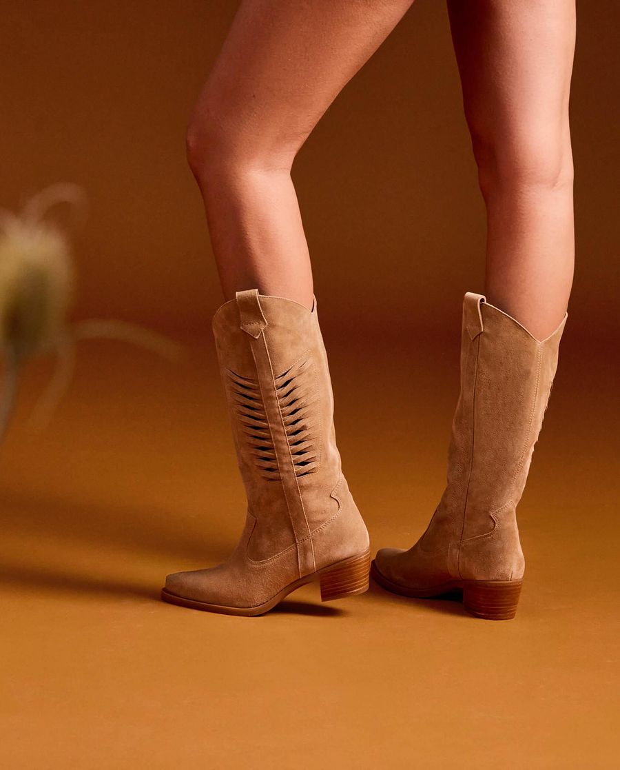 Botte de cowboy Unisa Femme avec tige - Beige