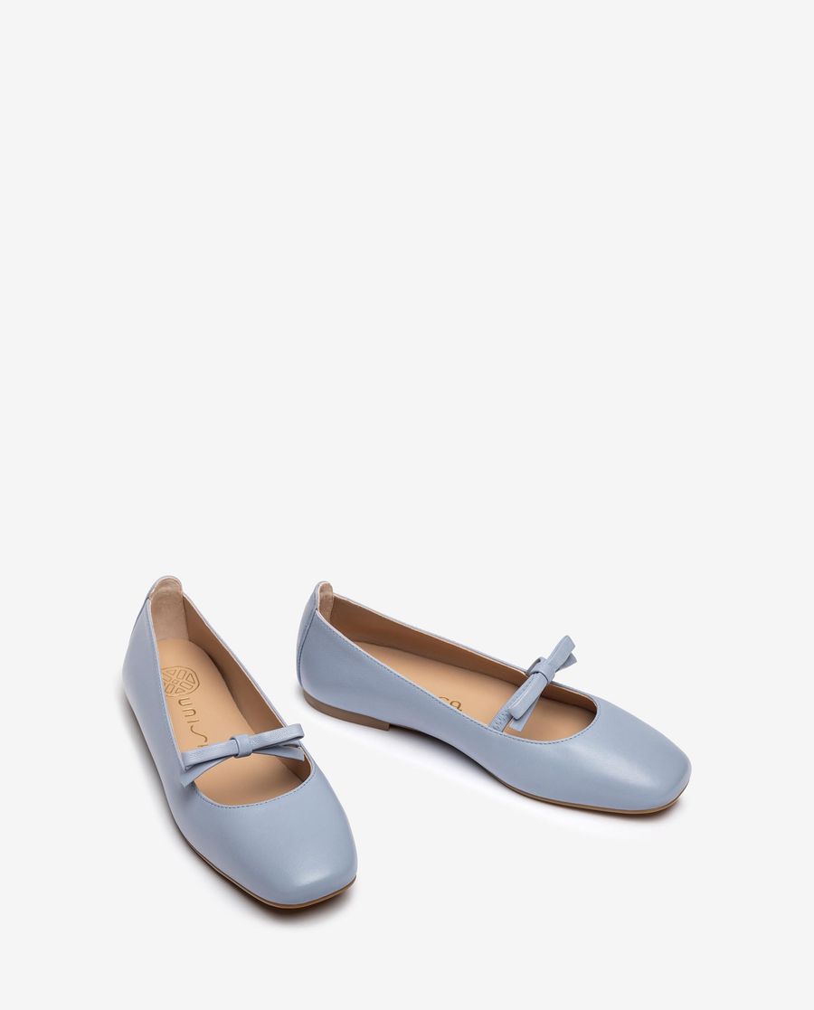 Ballerines Unisa à bout carré avec nœud - Bleu