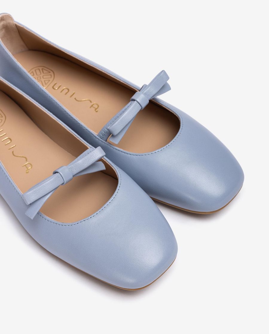 Ballerines Unisa à bout carré avec nœud - Bleu