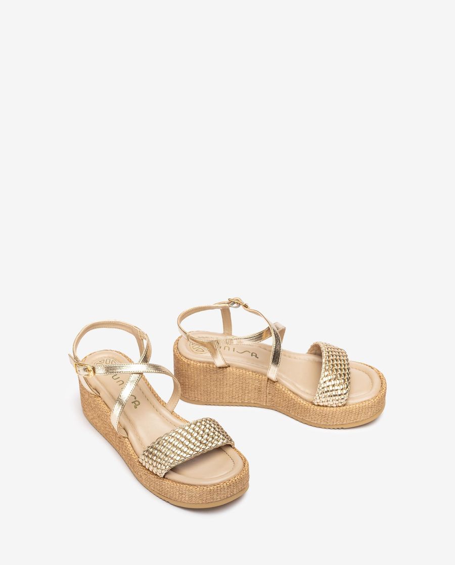 Sandales Unisa métallisées pour femme - Doré