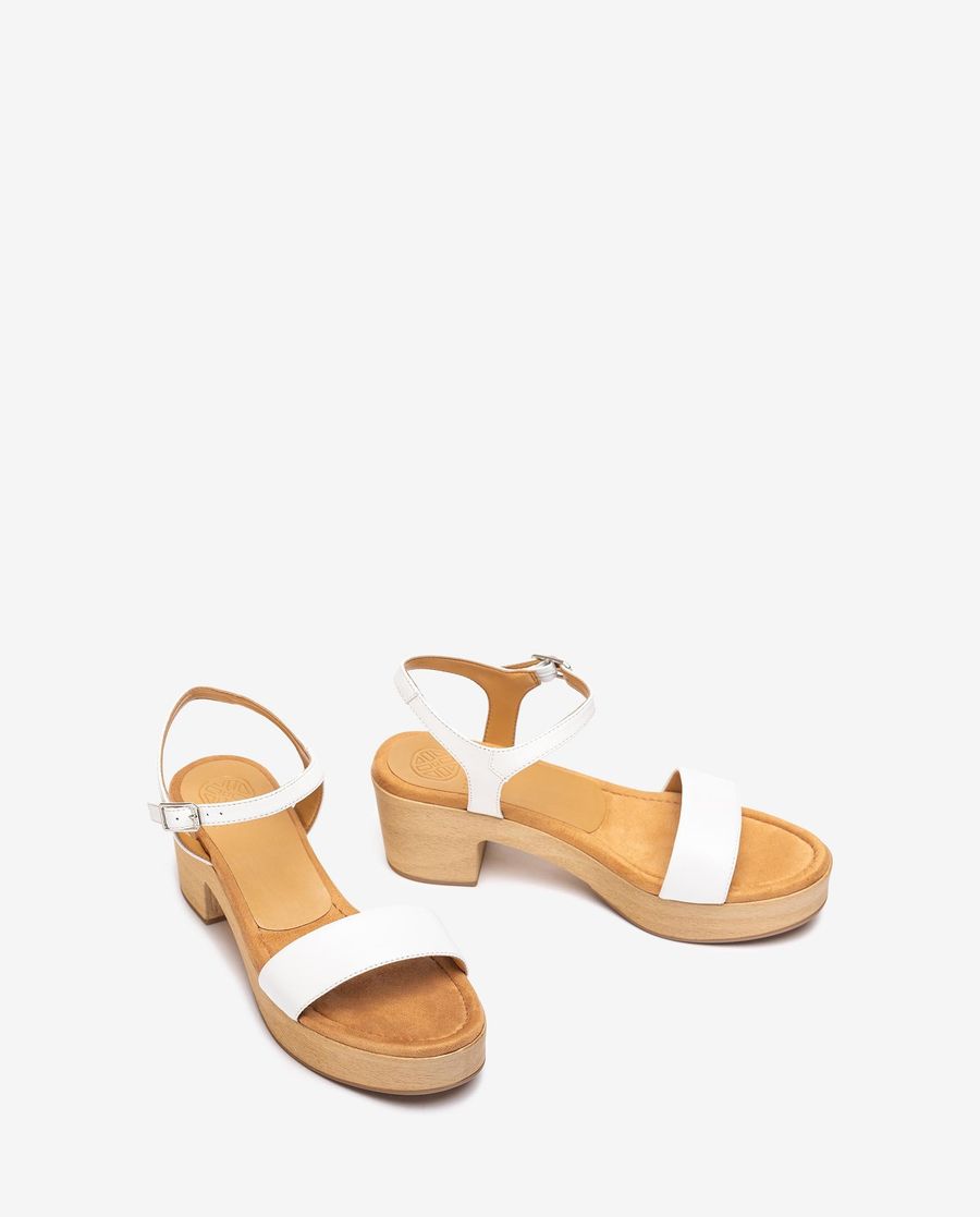 Sandales à talons blocs effet bois Unisa pour femme - Blanc