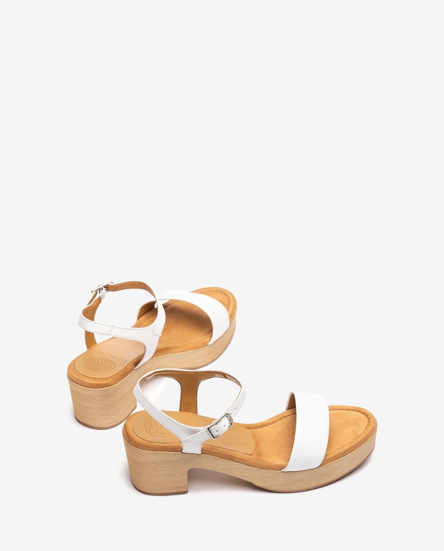 Sandales à talons blocs effet bois Unisa pour femme - Blanc