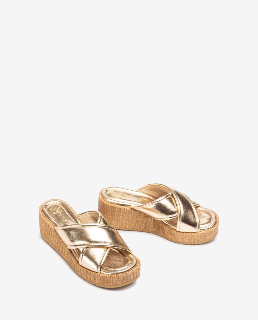 Sandales à brides rembourrées métallisées Unisa pour femme - Doré