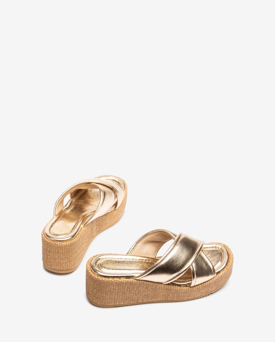 Sandales à brides rembourrées métallisées Unisa pour femme - Doré