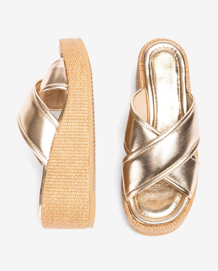 Sandales à brides rembourrées métallisées Unisa pour femme - Doré