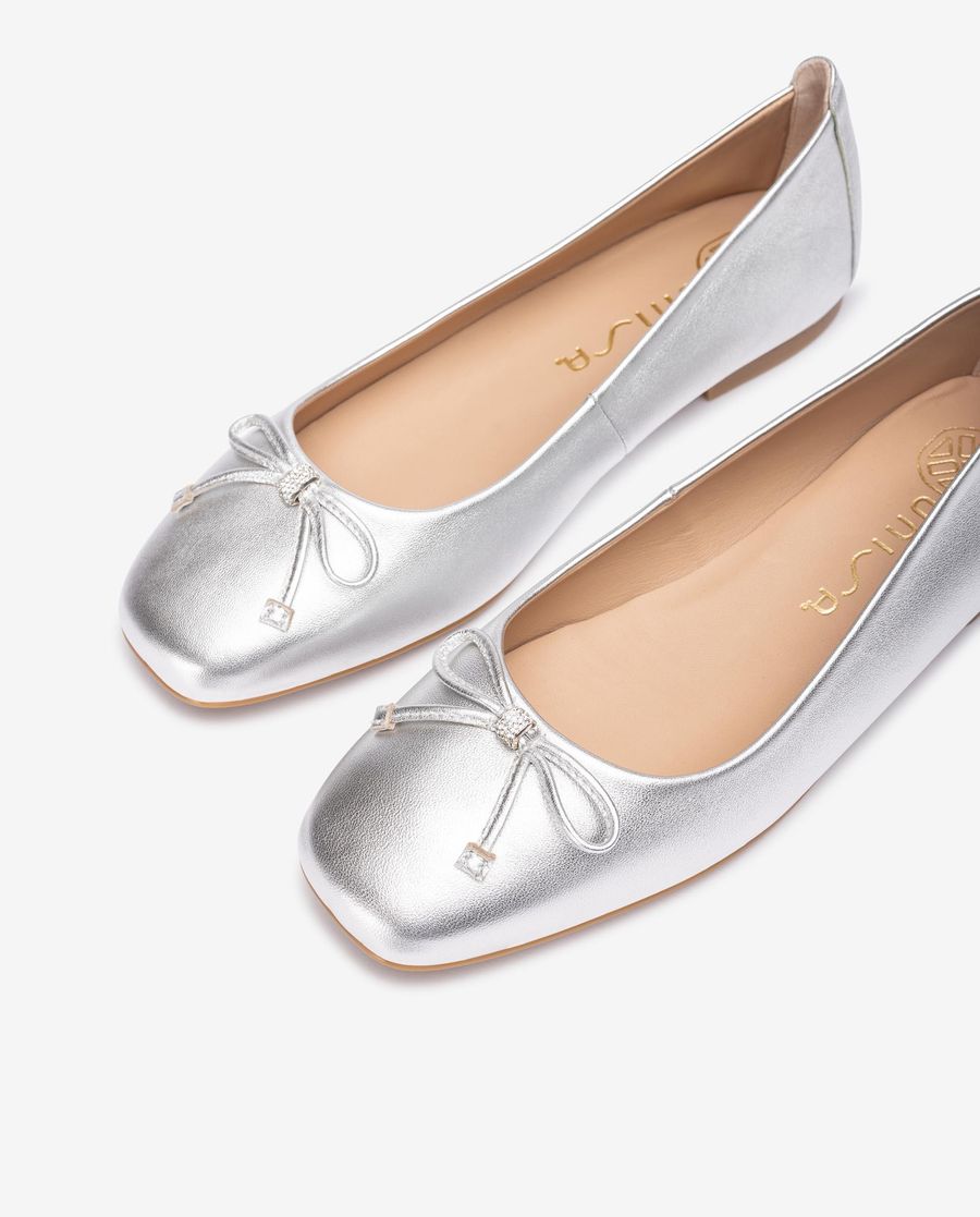 Ballerines à bout carré Unisa pour femme - Argenté