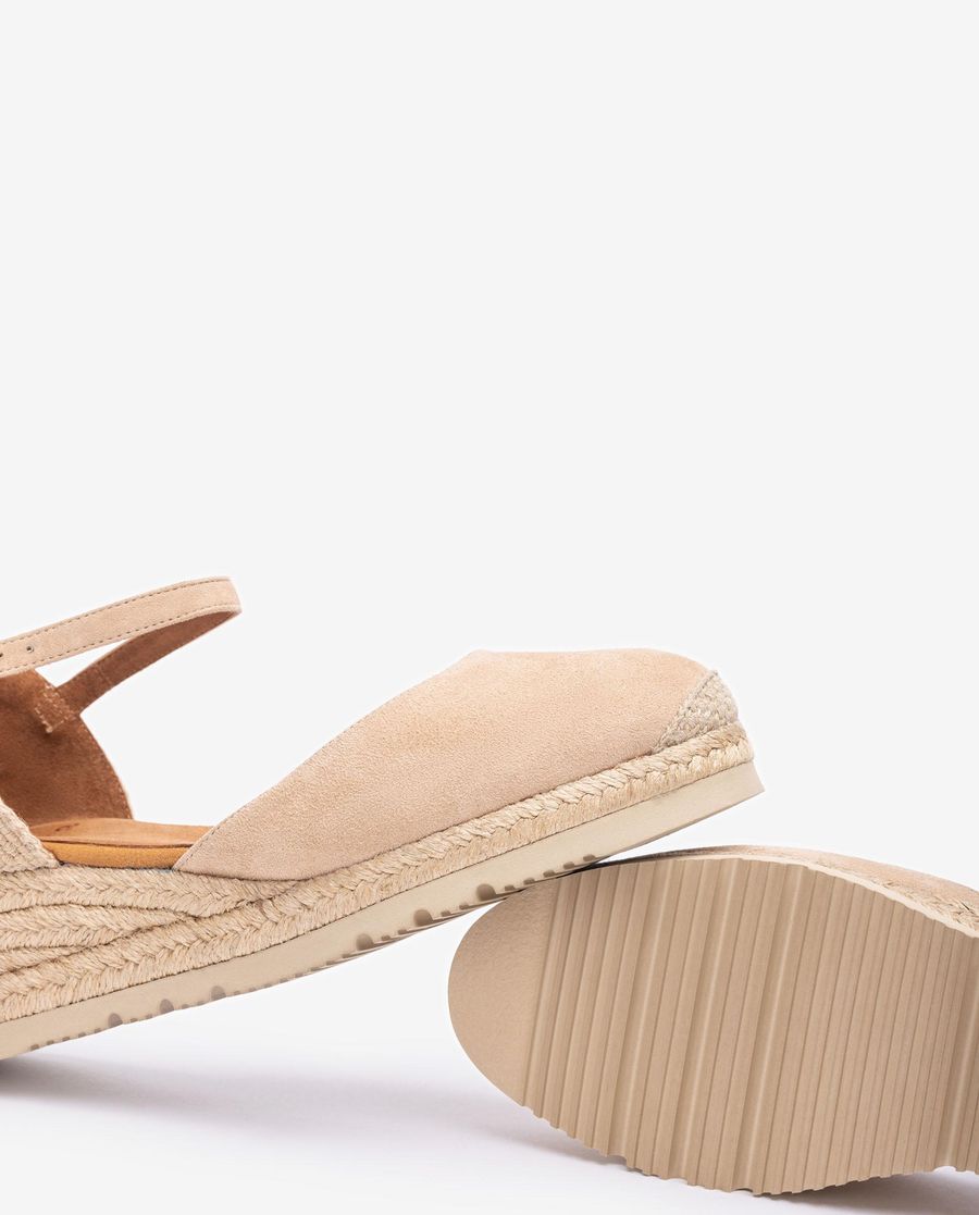 Espadrilles compensées basses en daim Unisa pour femme - Beige