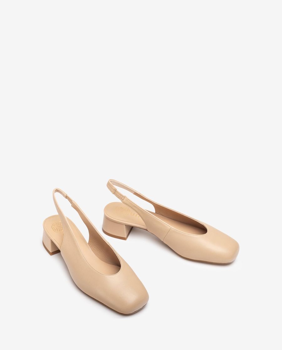 Sandales à bride arrière à bout carré pour femme - Beige