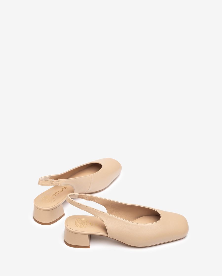 Sandales à bride arrière à bout carré pour femme - Beige