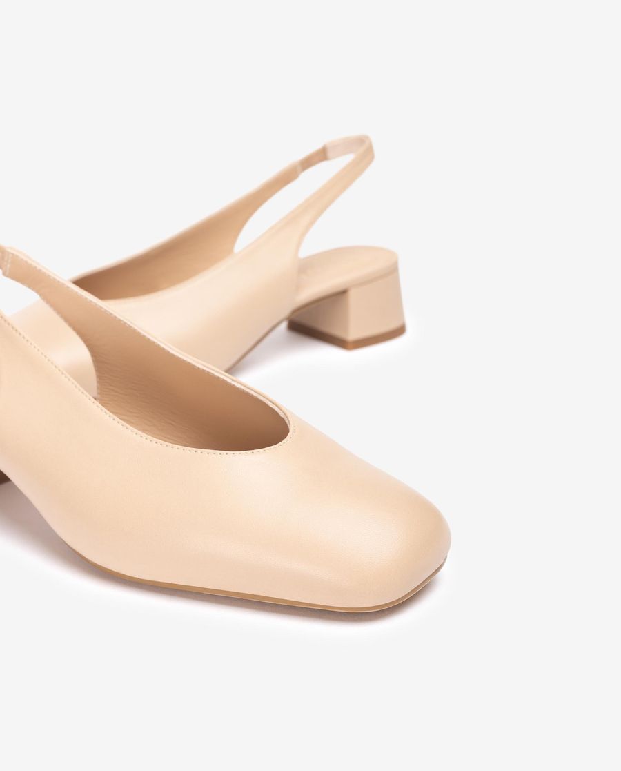 Sandales à bride arrière à bout carré pour femme - Beige