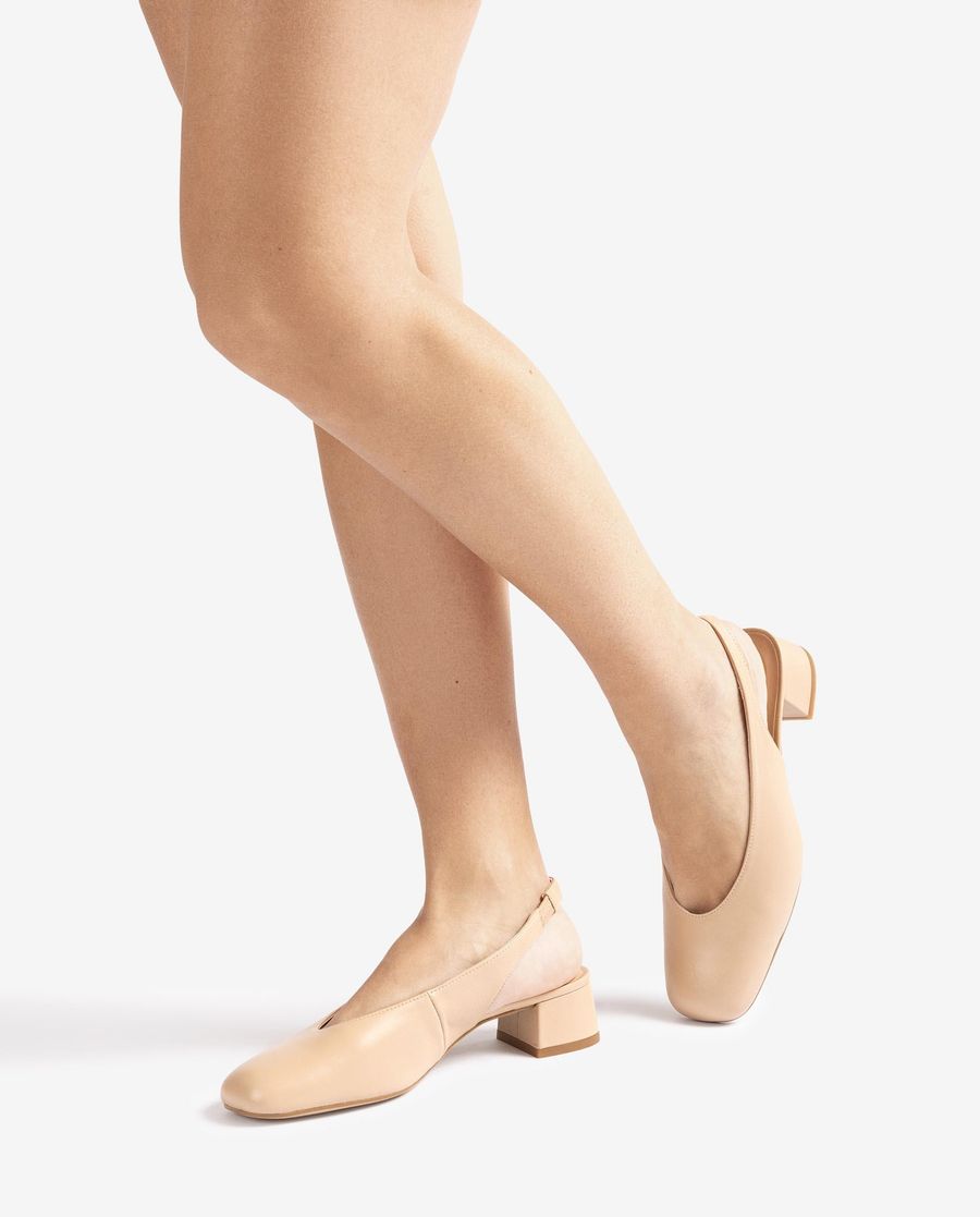 Sandales à bride arrière à bout carré pour femme - Beige