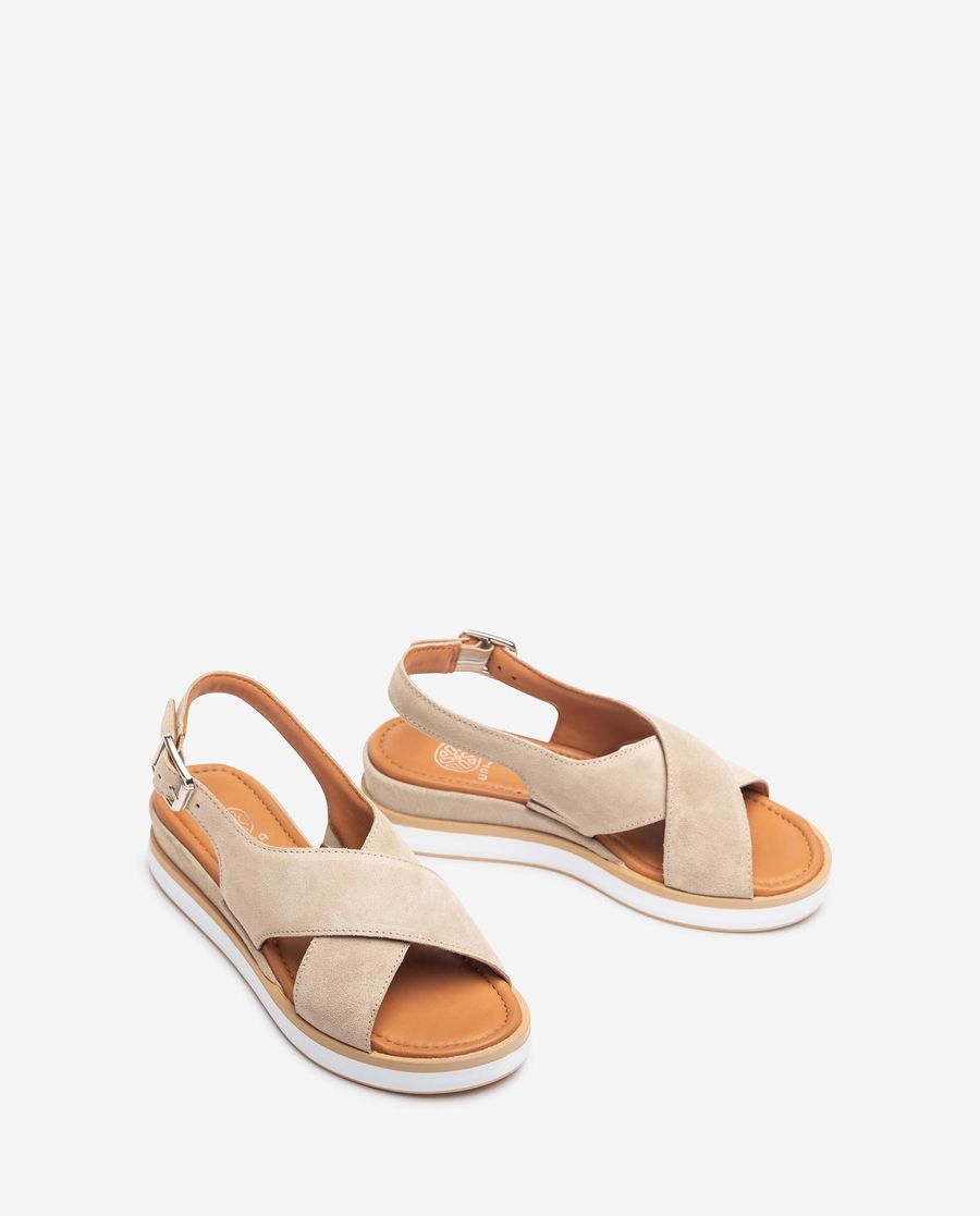Sandales à larges brides croisées Unisa pour femme - Beige