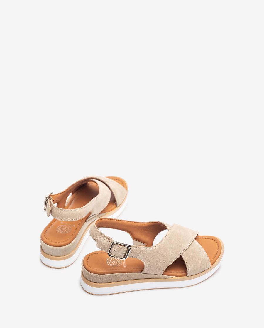 Sandales à larges brides croisées Unisa pour femme - Beige
