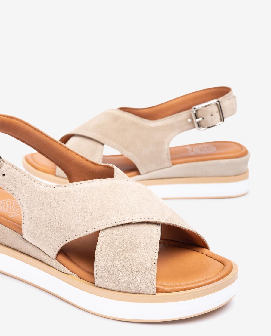 Sandales à larges brides croisées Unisa pour femme - Beige