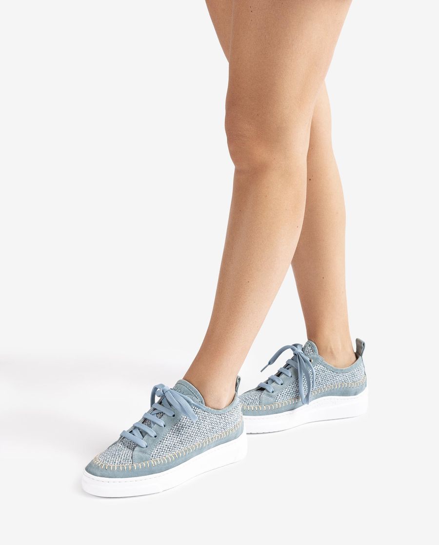 Baskets Unisa en daim et raphia pour femme - Bleu