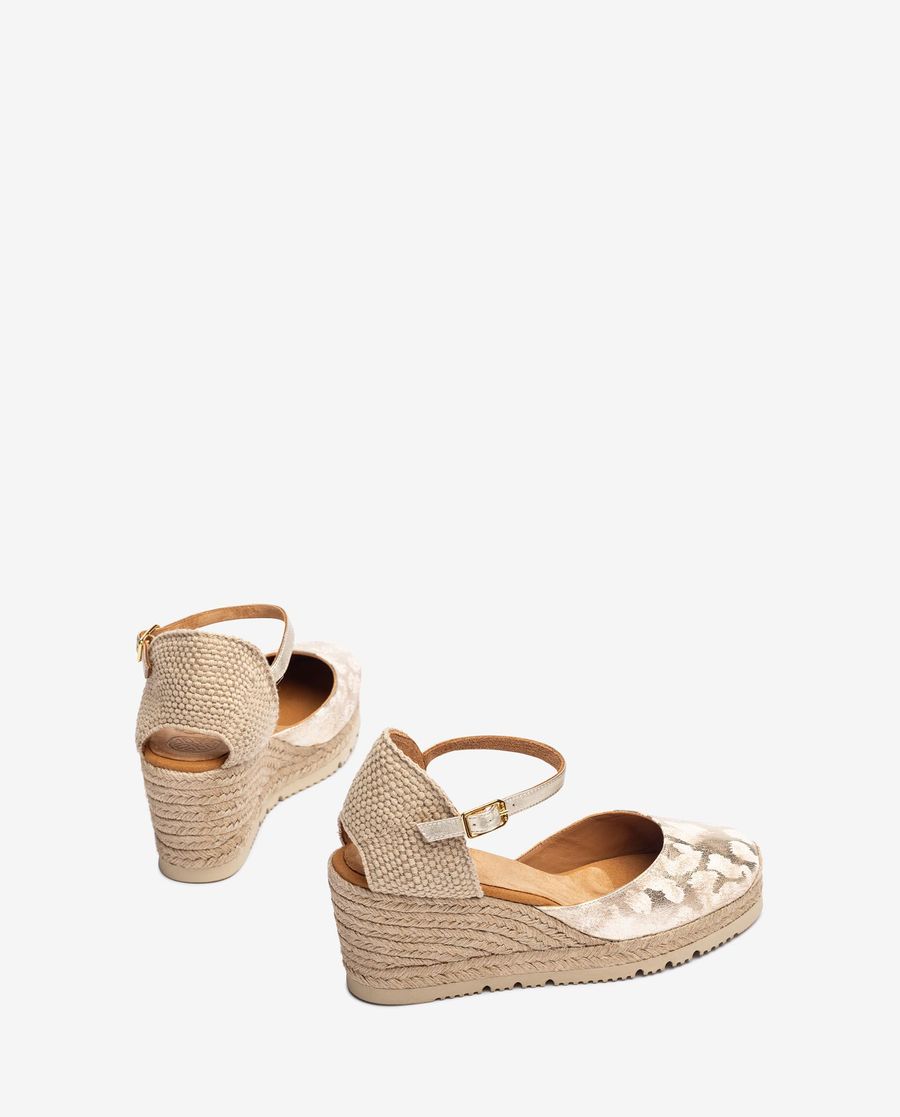Espadrilles à talon en cuir imprimé Unisa Femme - Doré