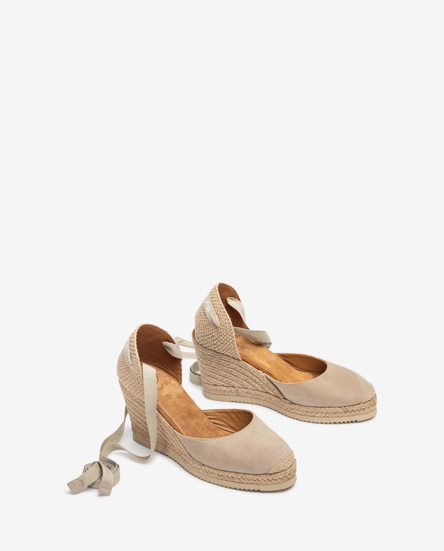 Espadrilles nouées en daim Unisa pour femme - Beige