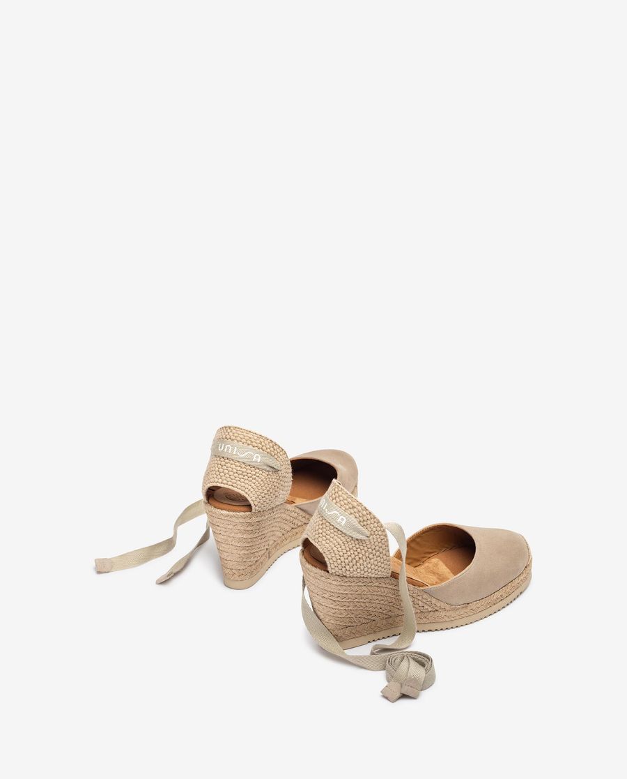 Espadrilles nouées en daim Unisa pour femme - Beige