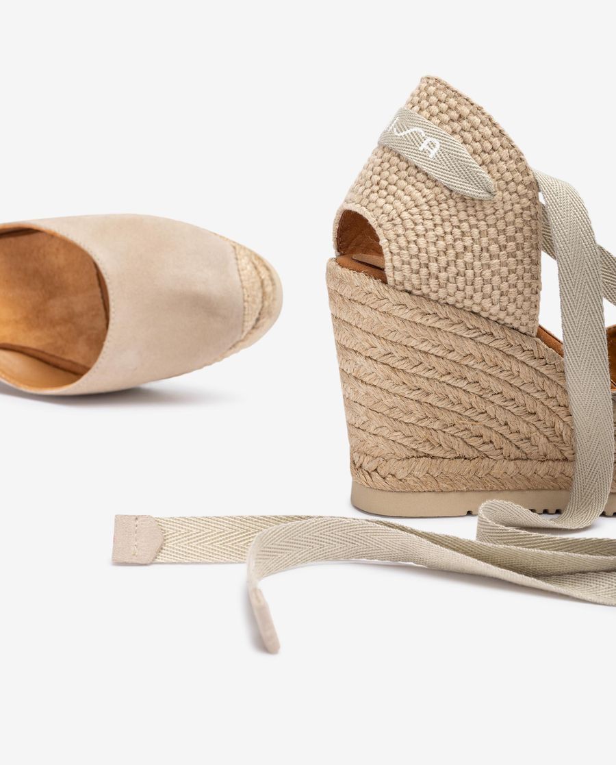 Espadrilles nouées en daim Unisa pour femme - Beige
