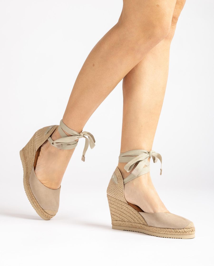 Espadrilles nouées en daim Unisa pour femme - Beige