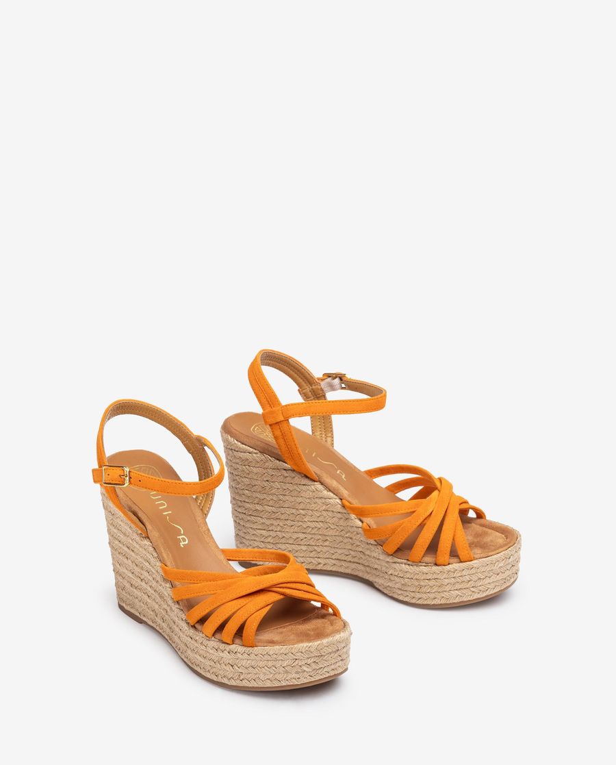 Sandales compensées multi-brides Unisa pour femme - Orange