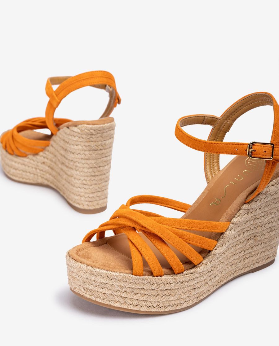 Sandales compensées multi-brides Unisa pour femme - Orange