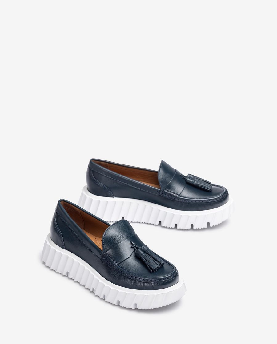 Mocassins à semelle crantée et pampilles Unisa pour femme - Bleu