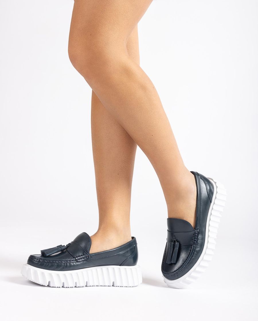 Mocassins à semelle crantée et pampilles Unisa pour femme - Bleu