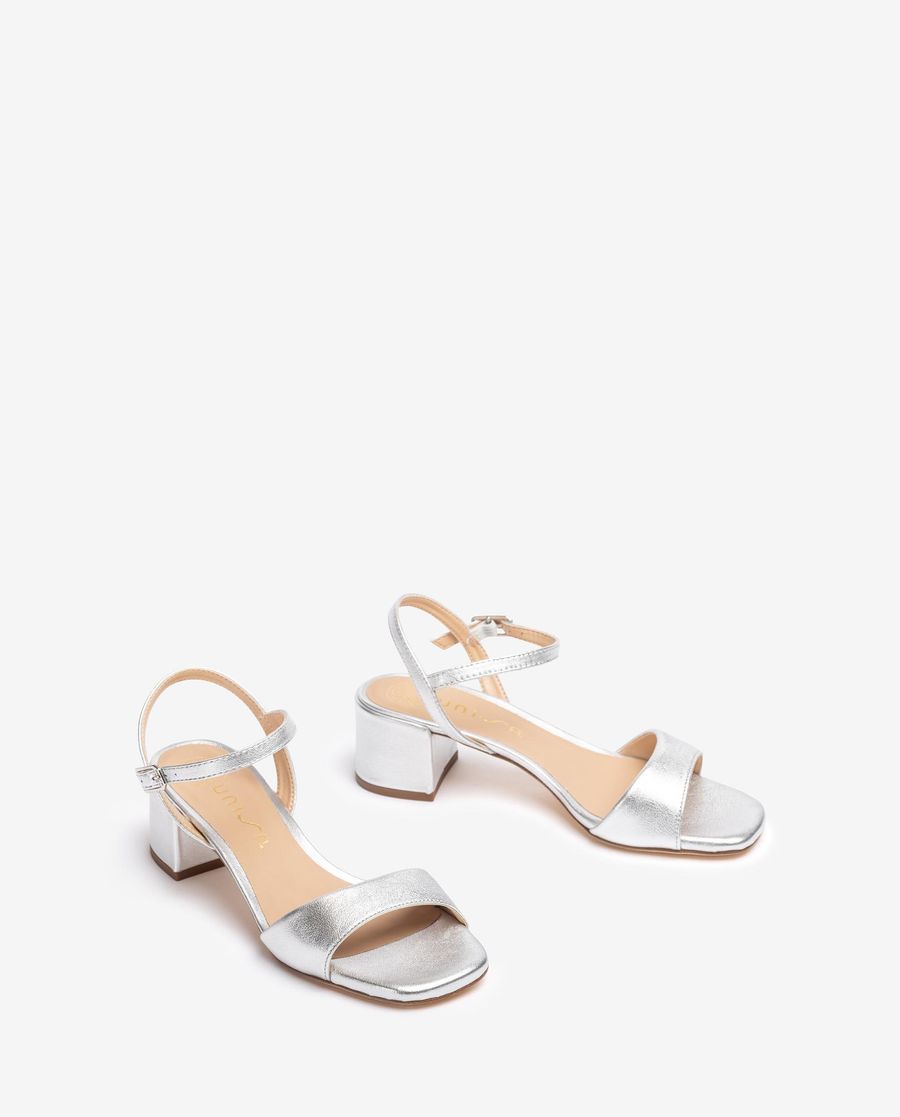 Sandales à talon carré Unisa pour femme - Argent