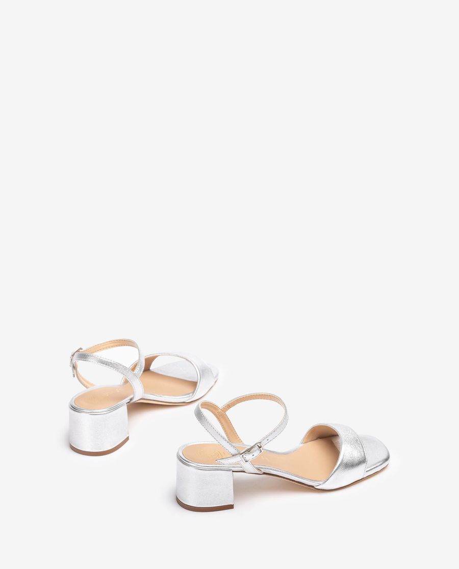 Sandales à talon carré Unisa pour femme - Argent
