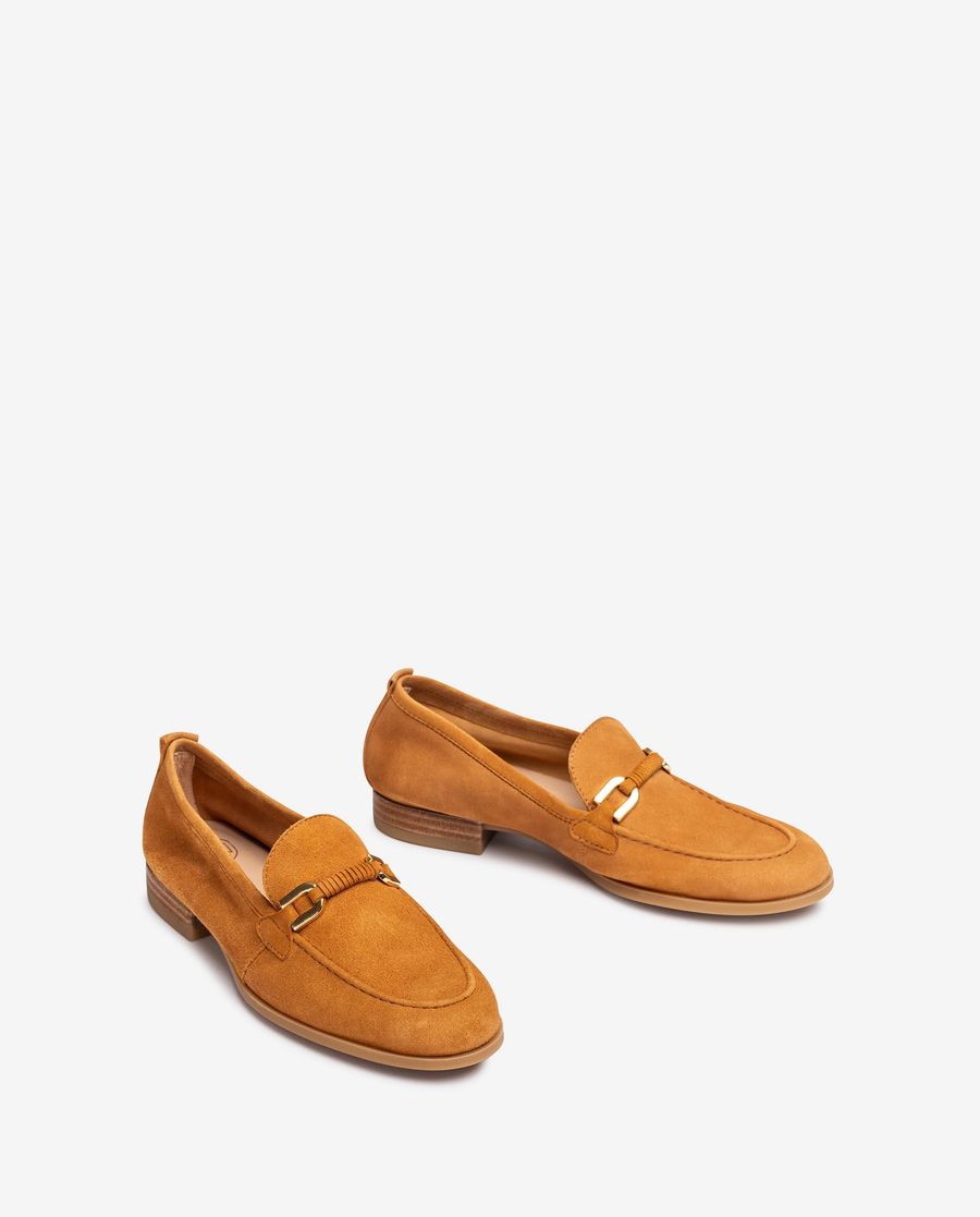 Mocassins Unisa femme avec ornement en cuir assorti - Marron
