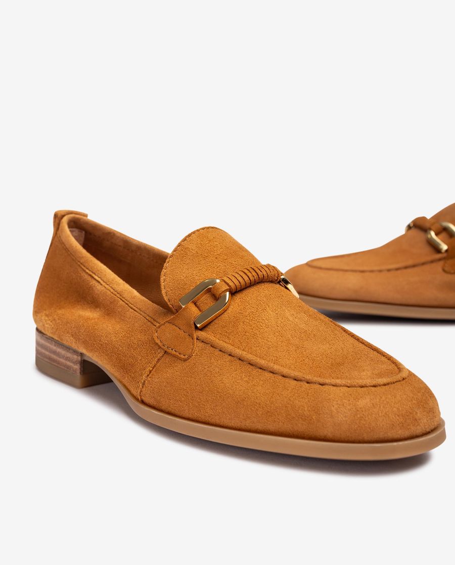Mocassins Unisa femme avec ornement en cuir assorti - Marron
