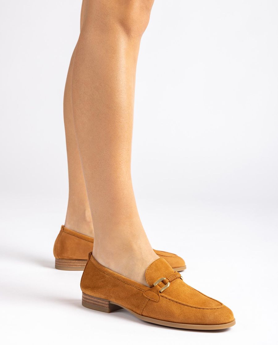 Mocassins Unisa femme avec ornement en cuir assorti - Marron