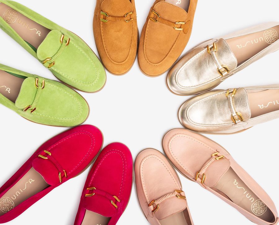 Mocassins Unisa femme avec ornement en cuir assorti - Marron