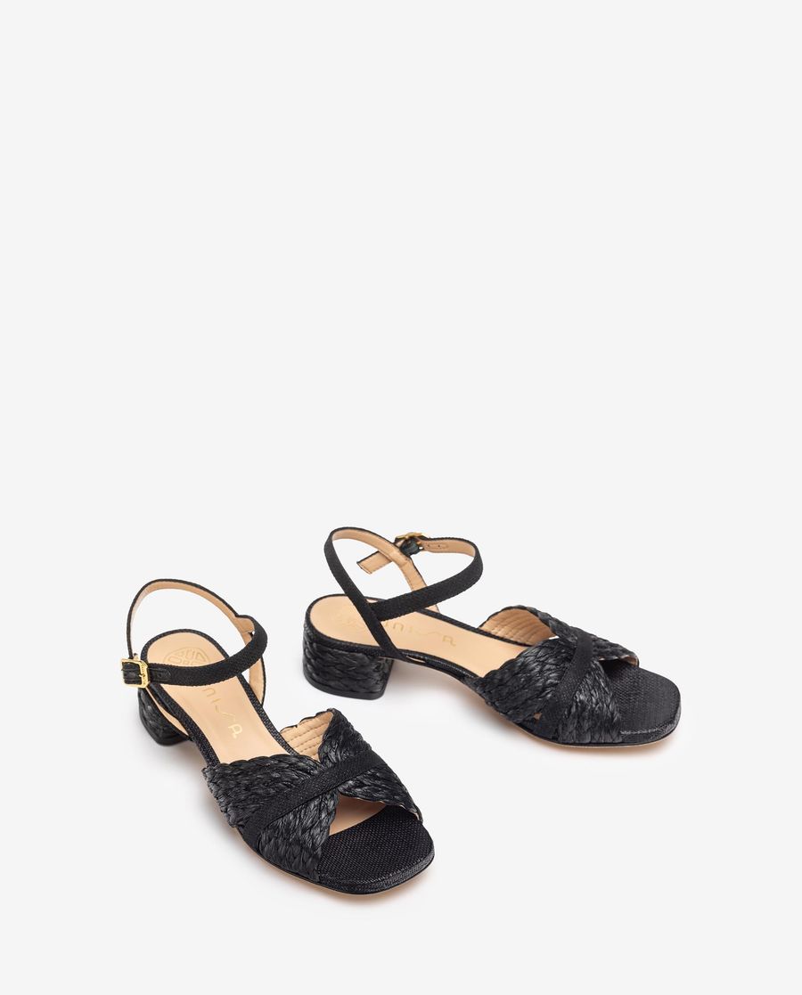 Sandales en raphia Unisa pour femme - Noir