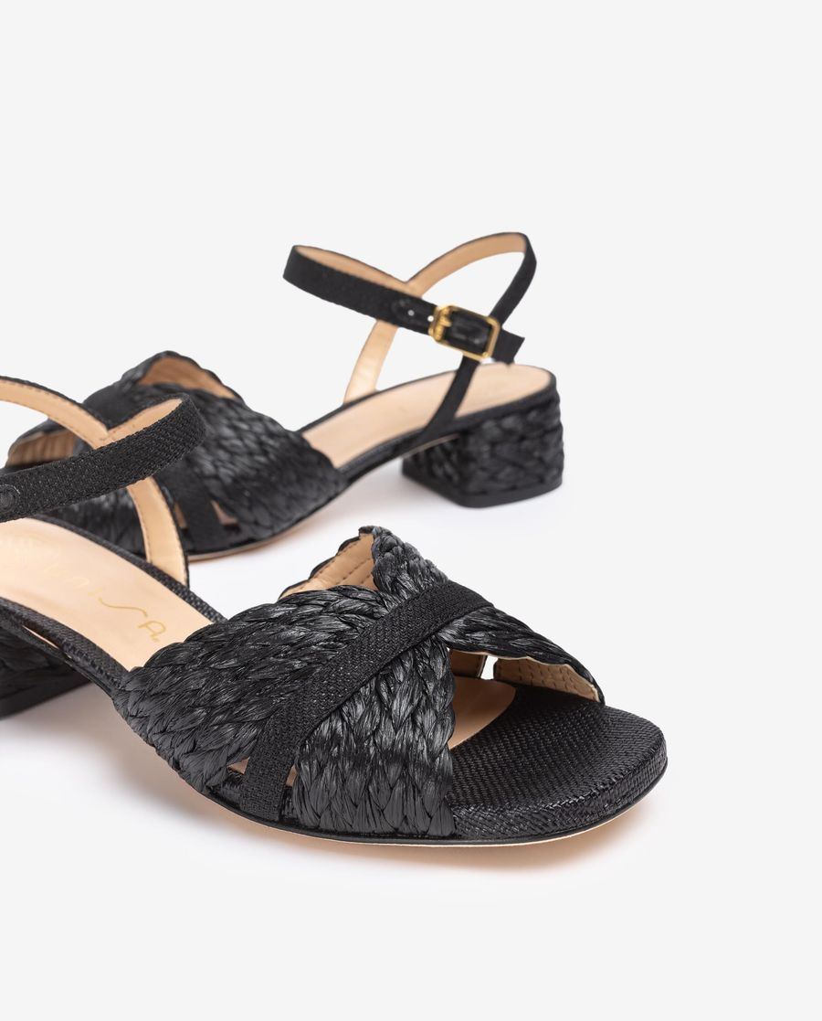 Sandales en raphia Unisa pour femme - Noir