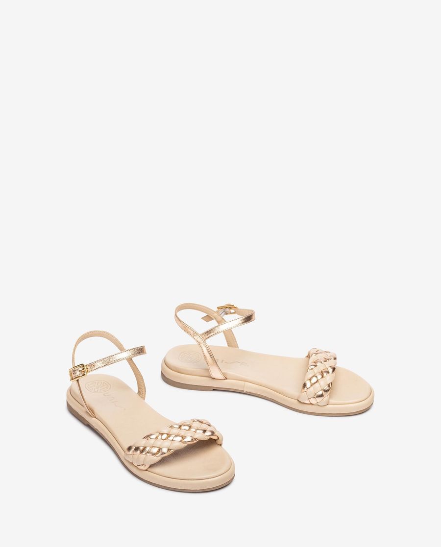 Sandales plates Unisa pour femme à tige tressée - Rose