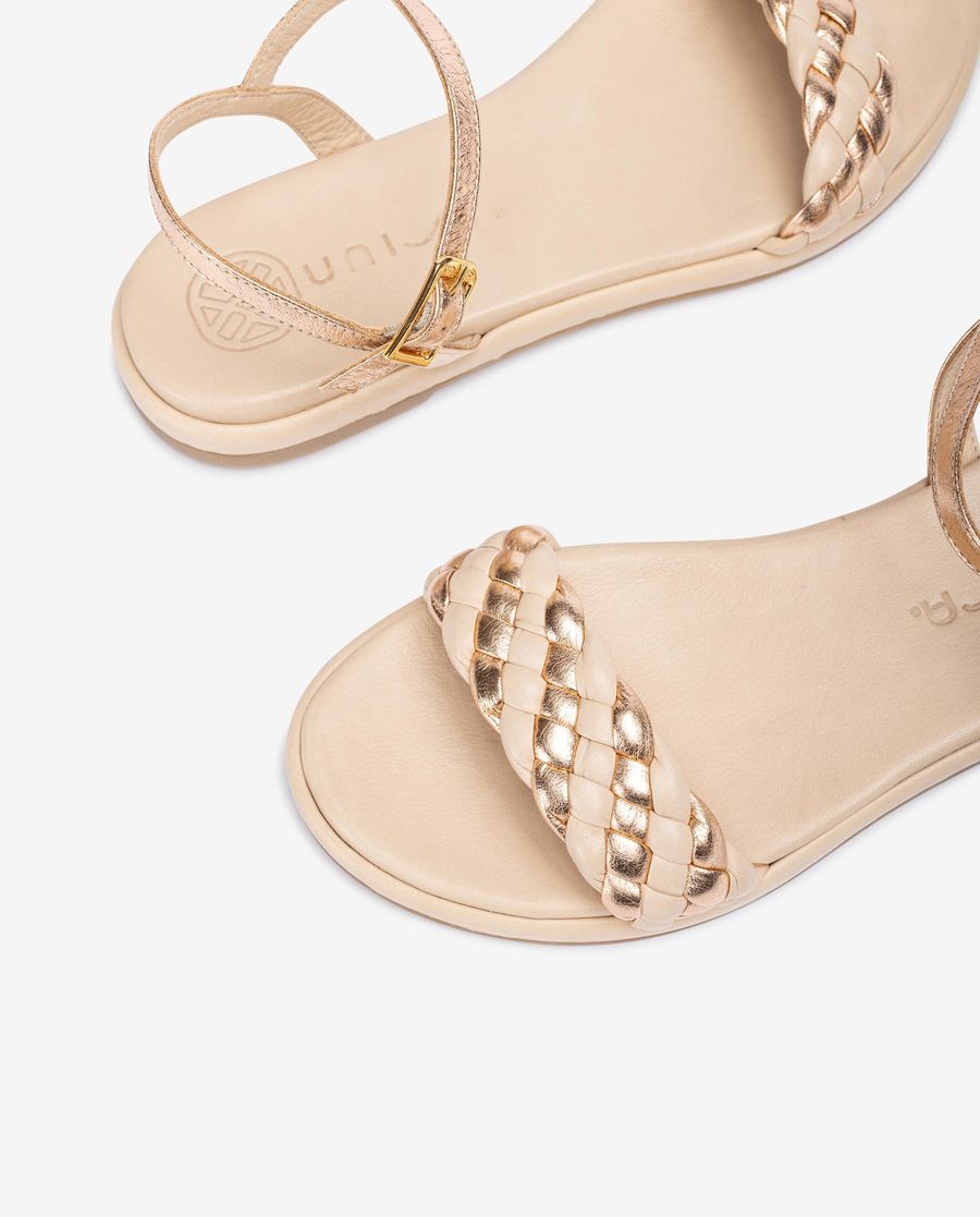 Sandales plates Unisa pour femme à tige tressée - Rose