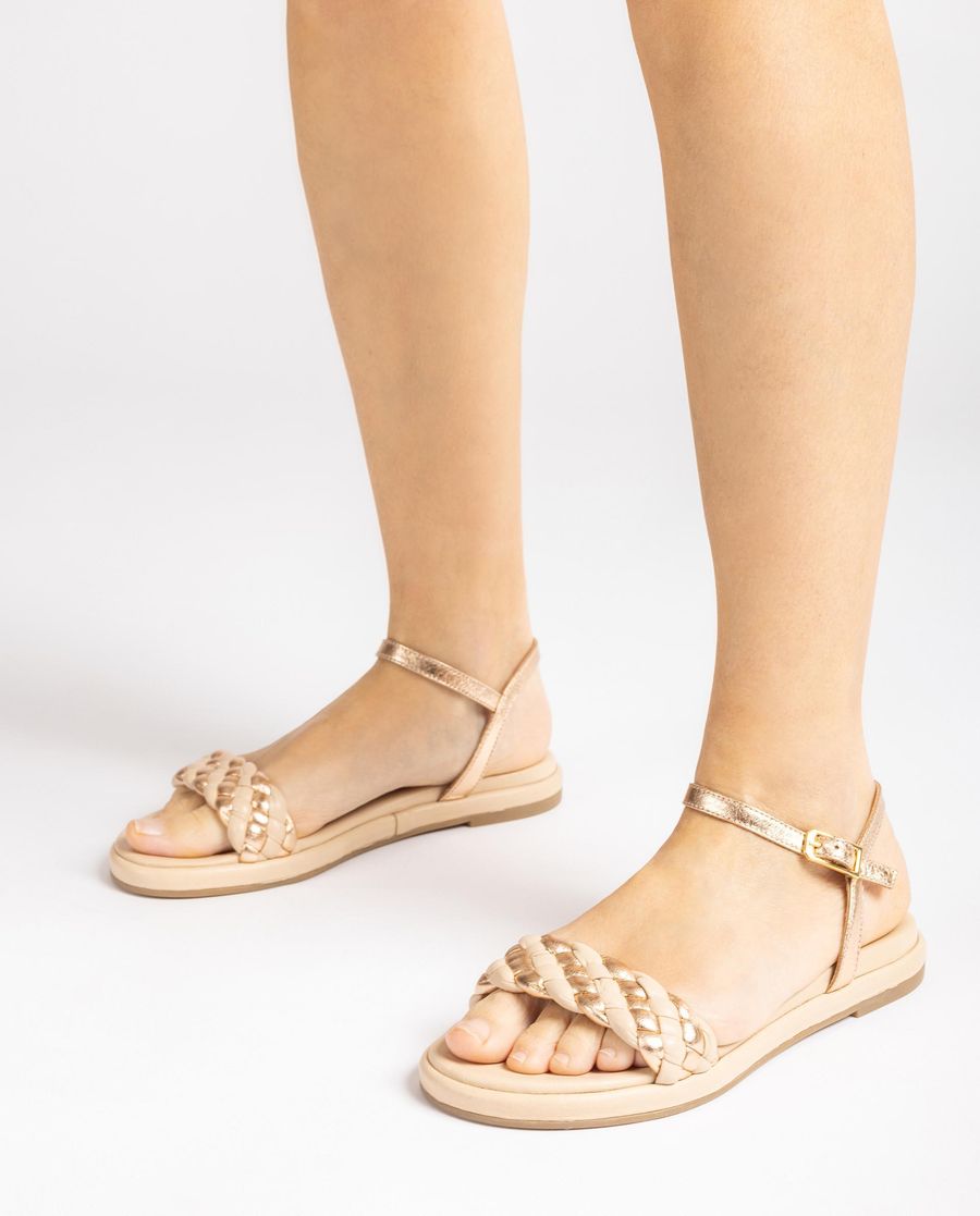 Sandales plates Unisa pour femme à tige tressée - Rose