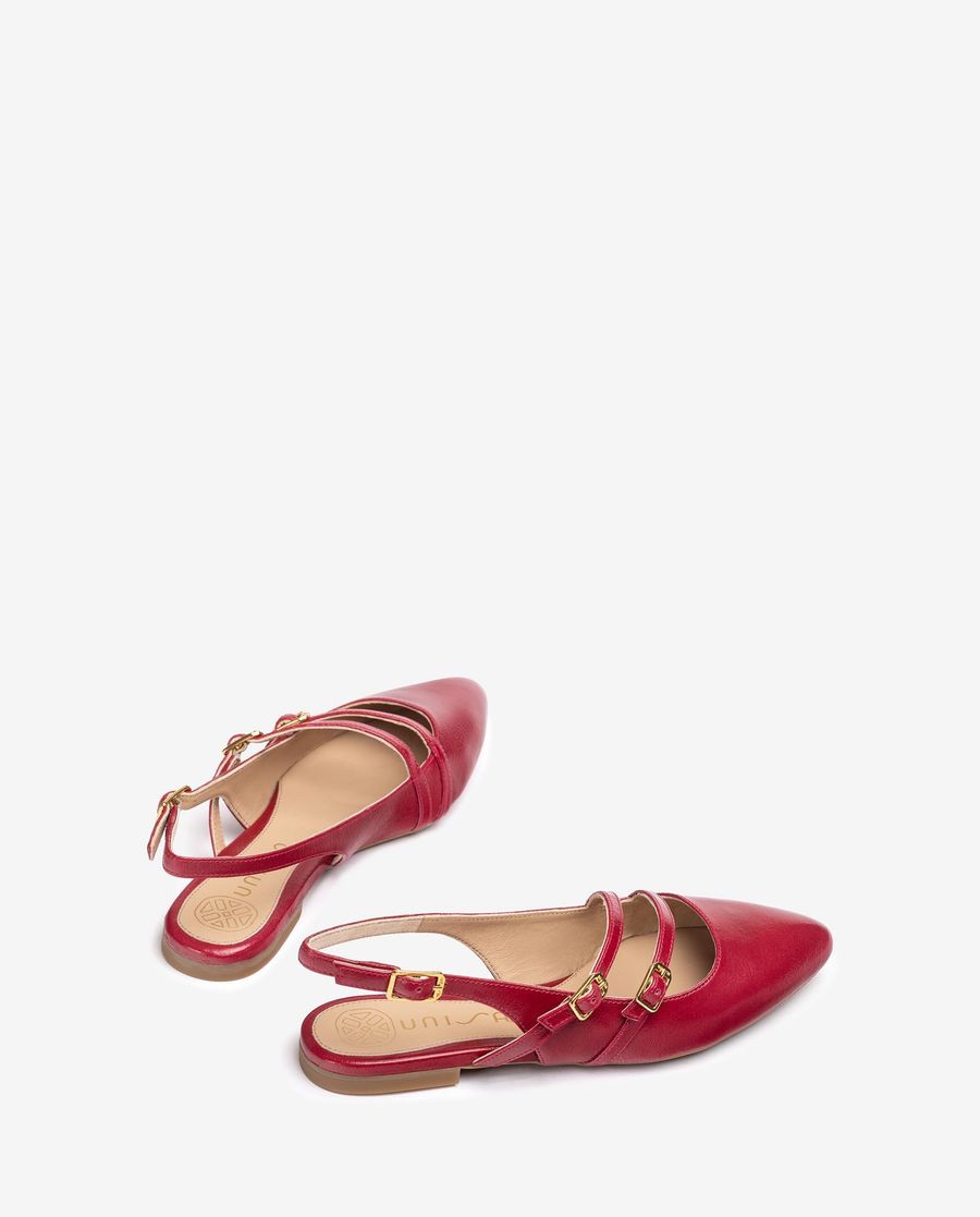 Ballerines à bride arrière et boucles Unisa pour femme - Rouge