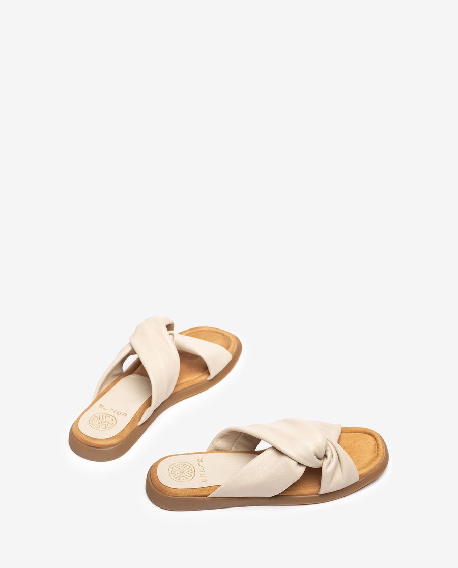 Sandales plates Unisa pour femme avec brides croisées - Blanc