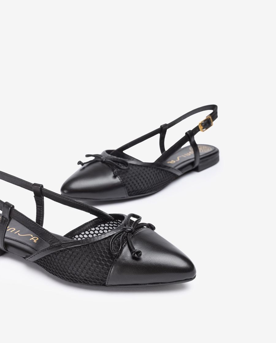 Sandales plates à bride arrière et bout pointu Unisa pour femme - Noir