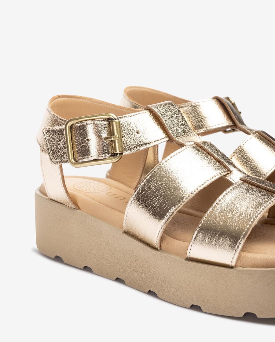 Sandales compensées ultra-légères Unisa pour femme - Doré