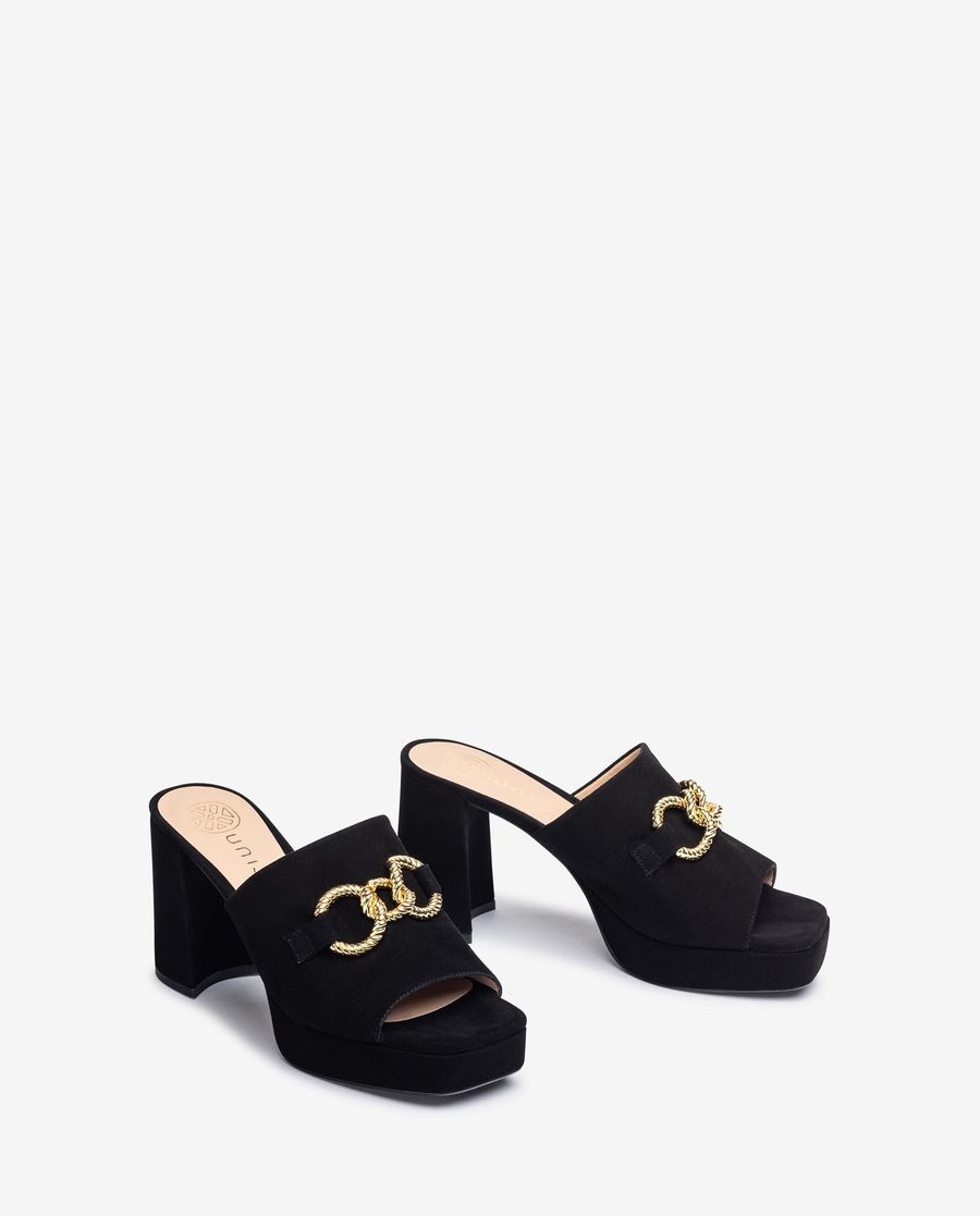 Sandales en daim ornées Unisa pour femme - Noir