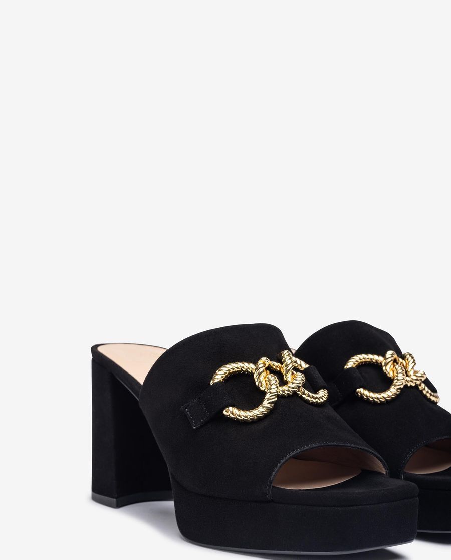 Sandales en daim ornées Unisa pour femme - Noir