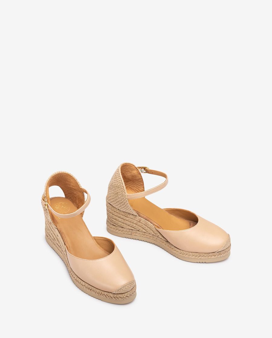 Espadrilles Unisa Femme en cuir à talon - Beige