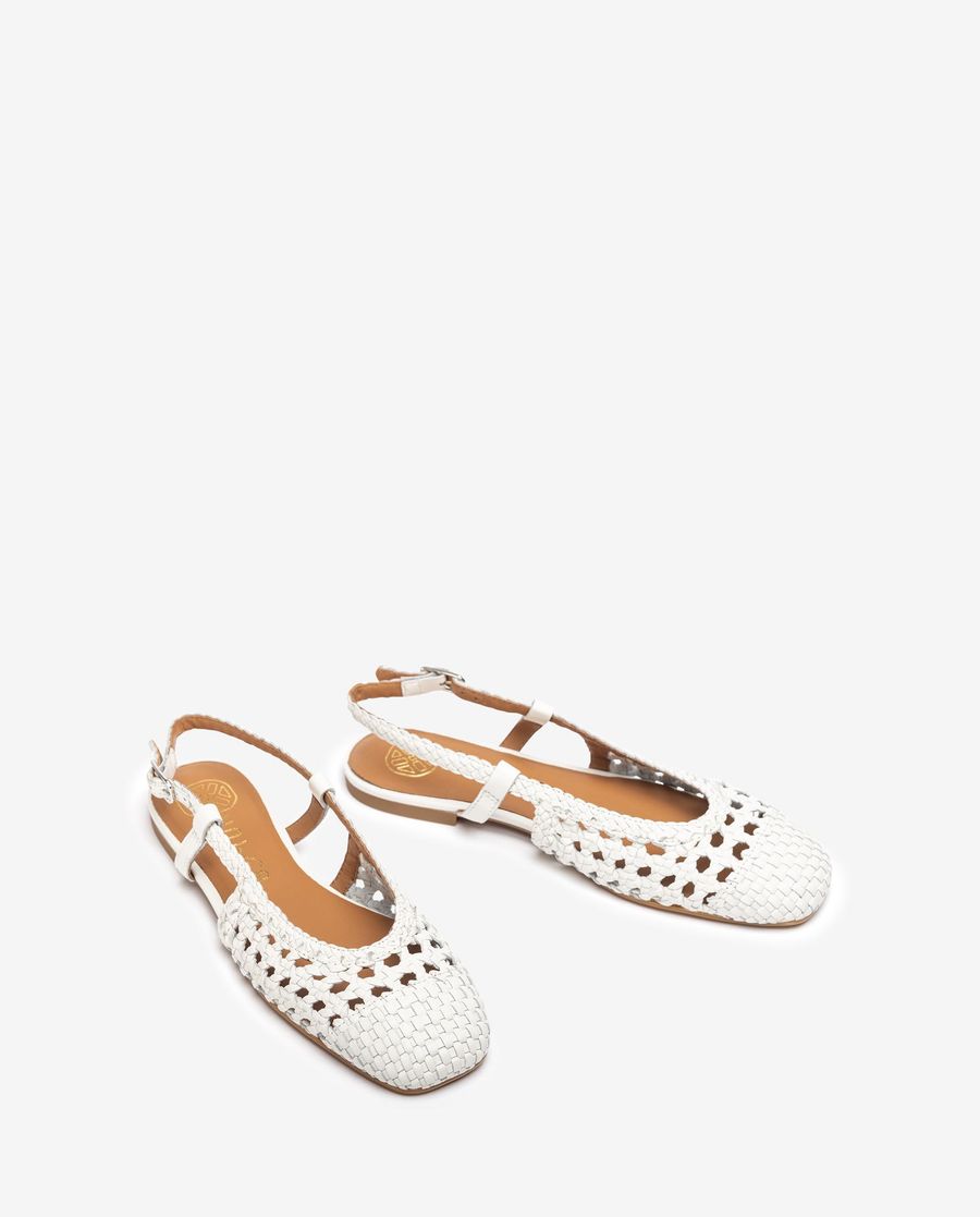 Ballerines plates tressées et bride arrière Unisa pour femme - Blanc