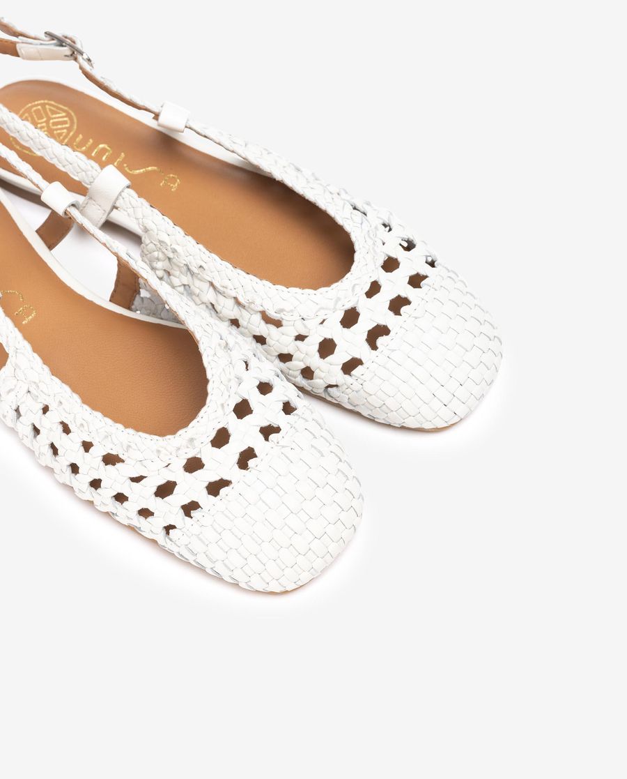 Ballerines plates tressées et bride arrière Unisa pour femme - Blanc