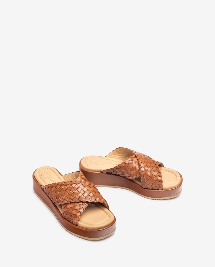 Sandales à larges brides tressées Unisa pour femme - Marron